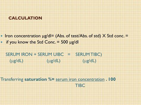 b) Iron content of hemoglobin 0. . Iron saturation calculator mdcalc
